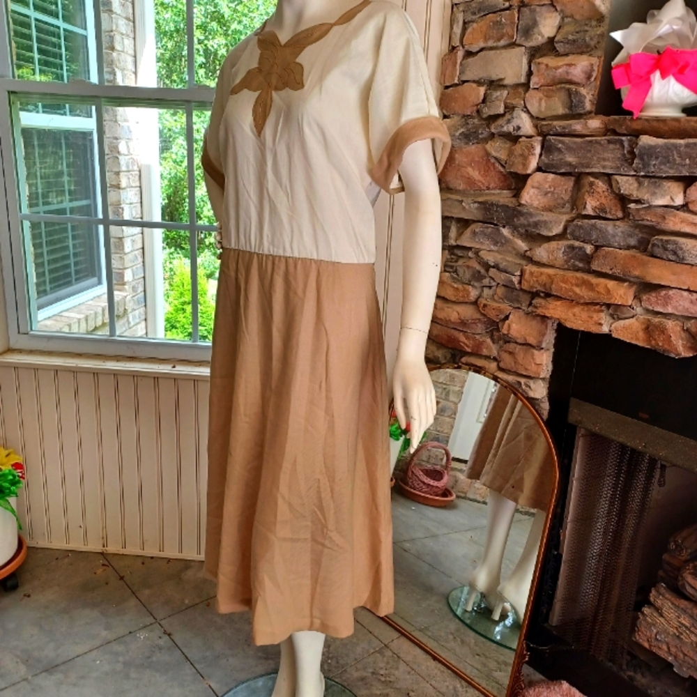 Vintage Coastal Grandma Starfish Colorblock Dress size 16